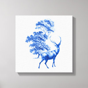 Cerf de Toile Bleue en Forêt