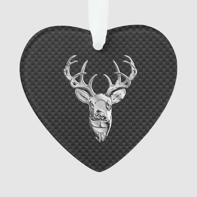 Cerf en argent élégant sur impression carbone (devant)