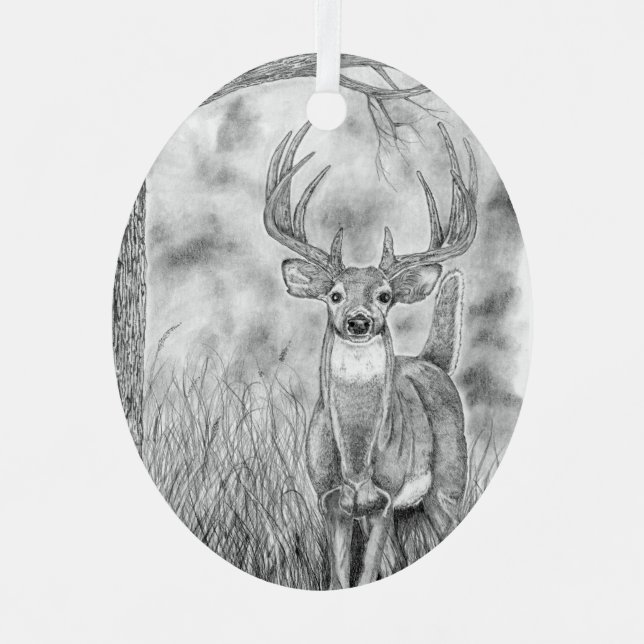 Cerf en bois ornement céramique (Recto)