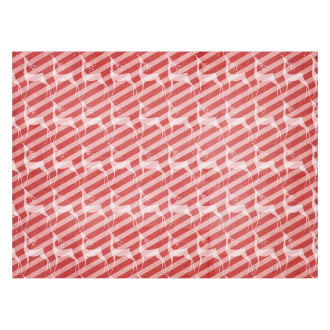 Cerf sur nappes diagonales rouges et roses (Devant (Horizontal))
