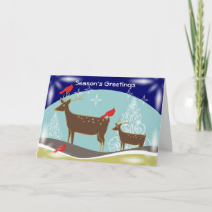 Cerfs communs, arbres de Noël et cartes de voeux