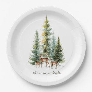 Cerfs de Noël Fantaisistes sur Assiettes en Papier