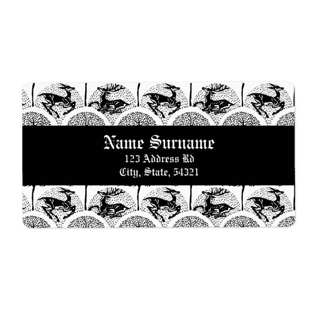 Cerfs et arbres médiévaux, étiquette (Devant)