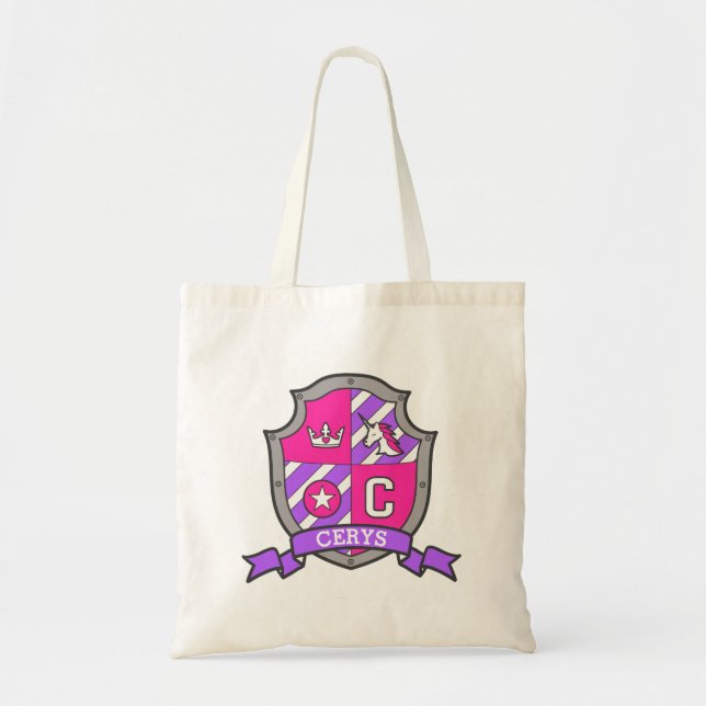 Cerfs Ritterschild C Name Rosa lila Bibliothek Tragetasche (Vorne)