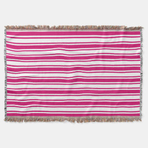 Cerise and white candy stripes decke