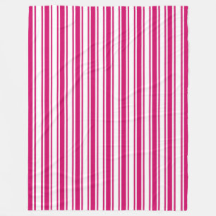 Cerise and white candy stripes fleecedecke