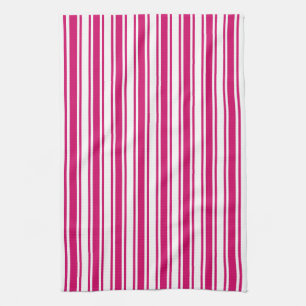 Cerise and white candy stripes geschirrtuch