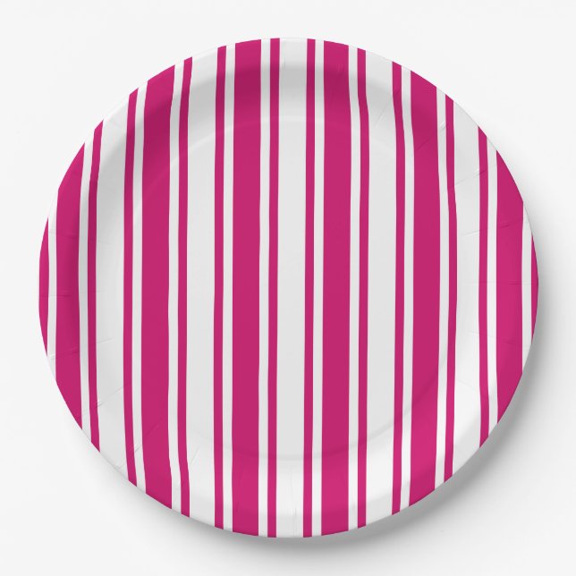 Cerise and white candy stripes pappteller (Vorderseite)