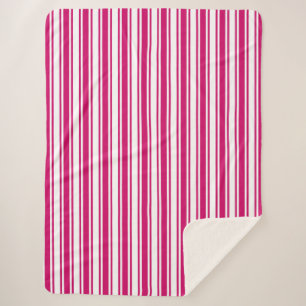 Cerise and white candy stripes sherpadecke