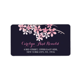 Cerise Blossom rose marine Étiquette de adresse fl