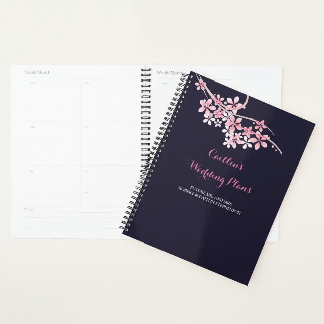Cerise Blossom rose marine Wedding planner floral (Devant avec enveloppe)