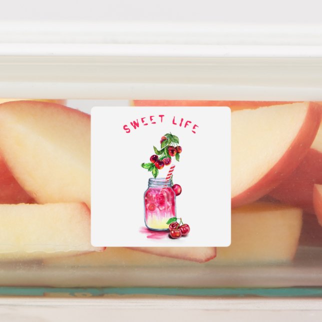 Cerise Étiquette Jus Cool Fruits Boire (Apposé)