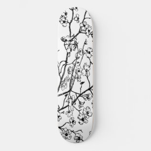 Cerise Fleur Skateboard Noir Et Blanc