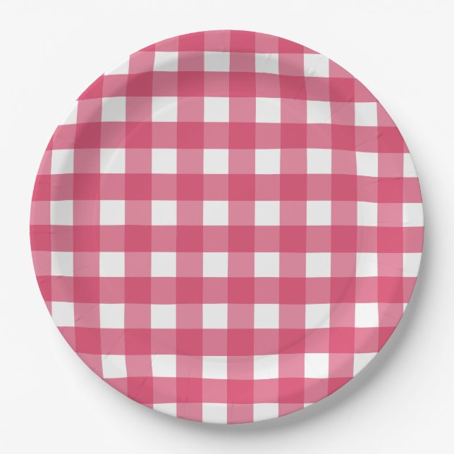 Cerise Gingham Pappteller (Vorderseite)