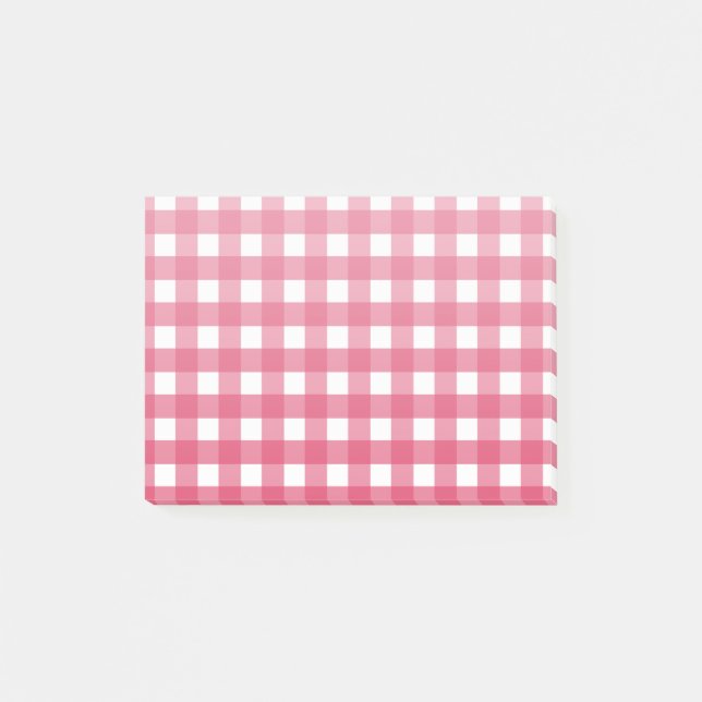 Cerise Gingham Post-it Klebezettel (Vorderseite)