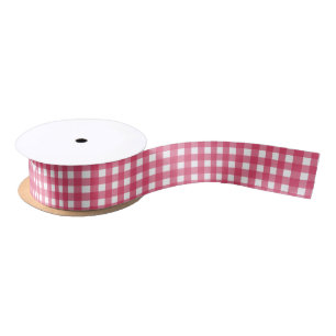 Cerise Gingham Satinband