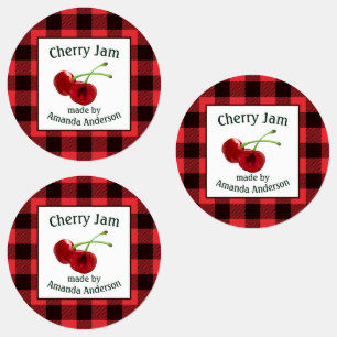 Cerise Jam Cerises Plaid C Étiquette alimentaire