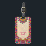 Cerise mandala rangoli ethnisches Muster lebendig Gepäckanhänger<br><div class="desc">Cerise mandala rangoli ethnische Muster lebendige Farbe Gepäckanhänger Vorlage. Stell dich von der Masse ab mit einer auffälligen Farbe.</div>