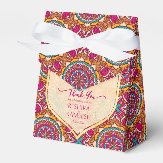 Cerise mandala rangoli Hochzeit personalisierter N Geschenkschachtel (Vorderseite)