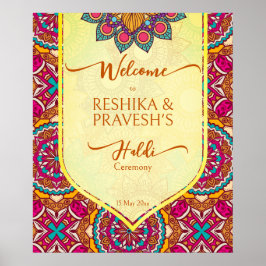 Cerise mandala rangoli Joint haldi Begrüßungszeich Poster