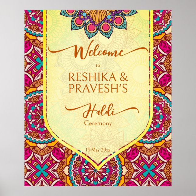 Cerise mandala rangoli Joint haldi Begrüßungszeich Poster (Vorne)