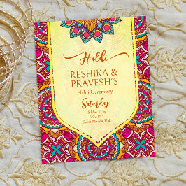 Cerise mandala rangoli Joint haldi Einladung