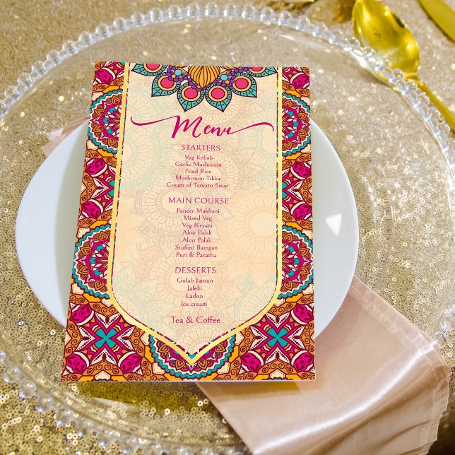 Cerise mandala rangoli menu personnalisé modèle (Créateur téléchargé)
