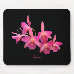 Cerise, Pink, Rot, Orchideen-schwarze Mousepad