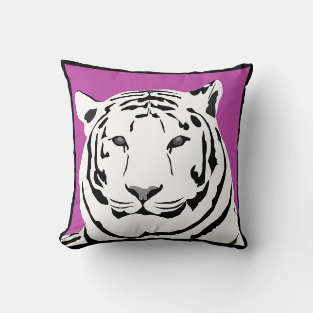 Cerise rosa Tiger-Wurfs-Kissen Kissen (Vorderseite)