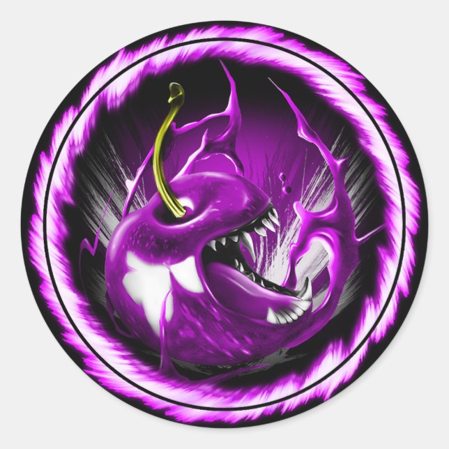 Cerise sauvage violet Autocollant rond (Devant)