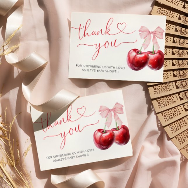 Cerise sur le dessus mou Bow Baby shower Carte de  (Créateur téléchargé)