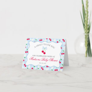 Cerise Sweet Blue Coquette Carte de remerciements