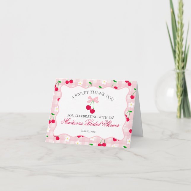 Cerise Sweet Coquette Rose Carte de remerciements  (Devant)