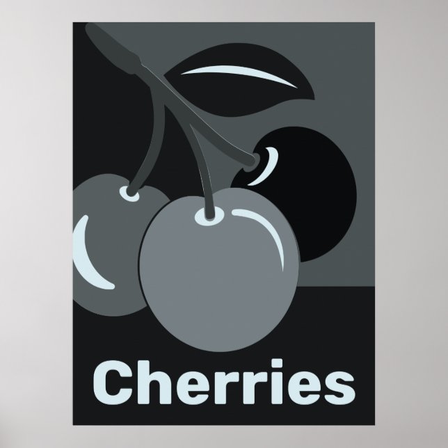 Cerises À Pleine lune Cuisine Décor - Poster (Devant)