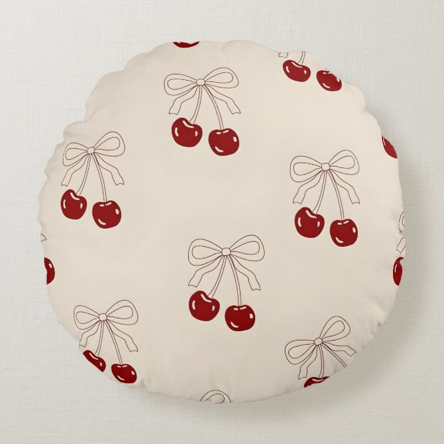 Cerises mignonnes et Coussin rond - Fille esthétiq (Devant)