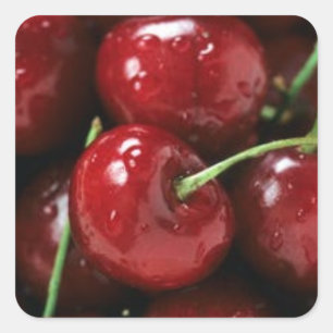 CERISES ROUGES, AUTOCOLLANTS CARRÉS