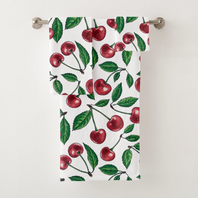 Cerises rouges sur blanc (En situation)