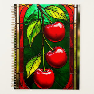 Cerises rouges vives et feuilles vertes