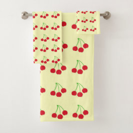 Cerises sur l'ensemble de serviettes de bain jaune
