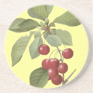 Cerises sur les dessous de verre d'arbre