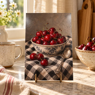 Cerises sur une impression d'art en tissu à carrea