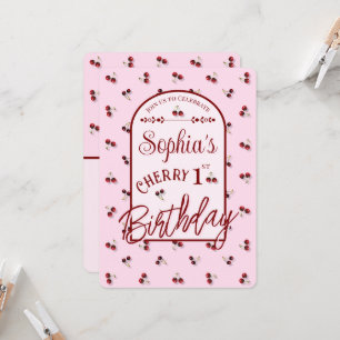 Cerises Thème Premier anniversaire Invitation