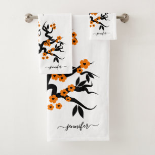 Cerisier d'inséparables orange et noir, fleurs