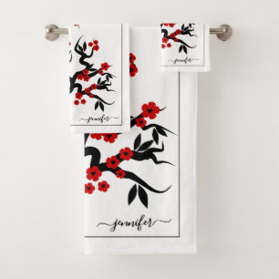 Cerisier rouge inséparables, fleurs frontière noir