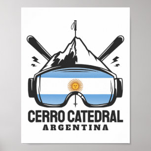 Cerro Catedral Argentinien Skigebiet Retro Skifahr Poster