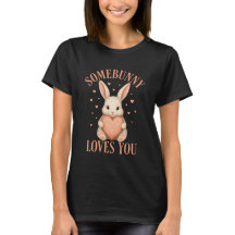 Certain lapin vous aime T-shirt noir avec un migno