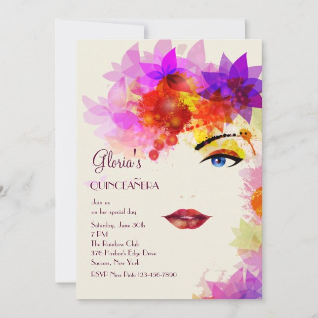 Certaine invitation de Quinceanera de regard (Devant)