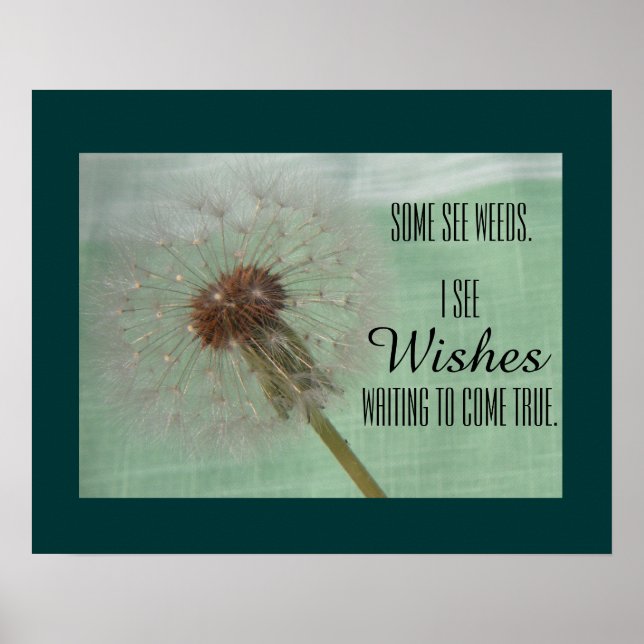 Certains Voir Weeds Dandelion Souhaits Poster (Devant)