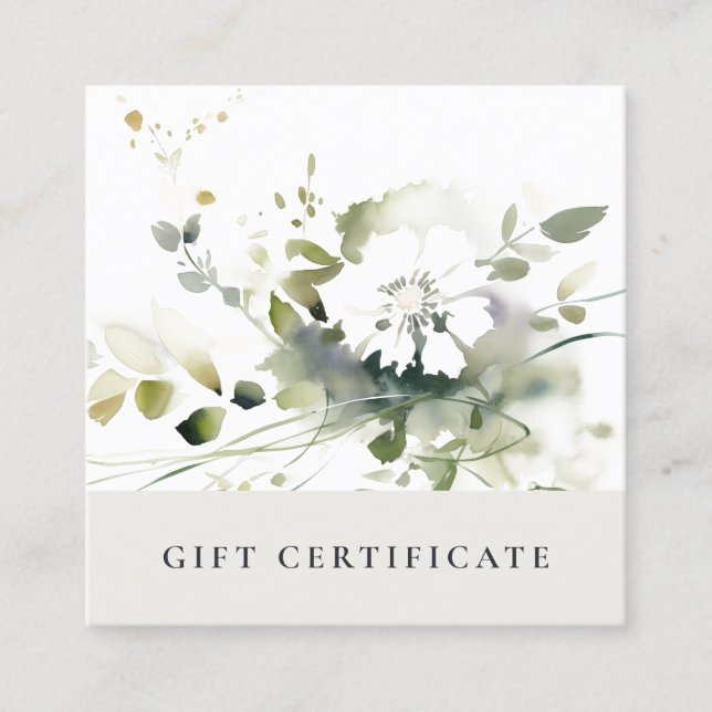 Certificat cadeau Abstrait Boho vert Floral (Devant)