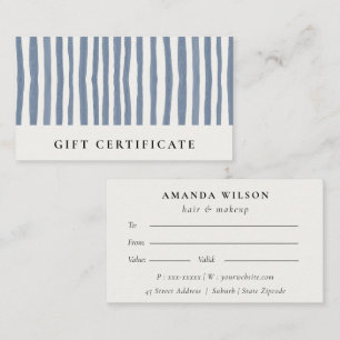 Certificat Cadeau Bandes Aquarelle Bleu Poussiéreu